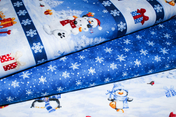 Designer-Baumwollstoff Snow what Fun Repeating Stripe (10 cm)